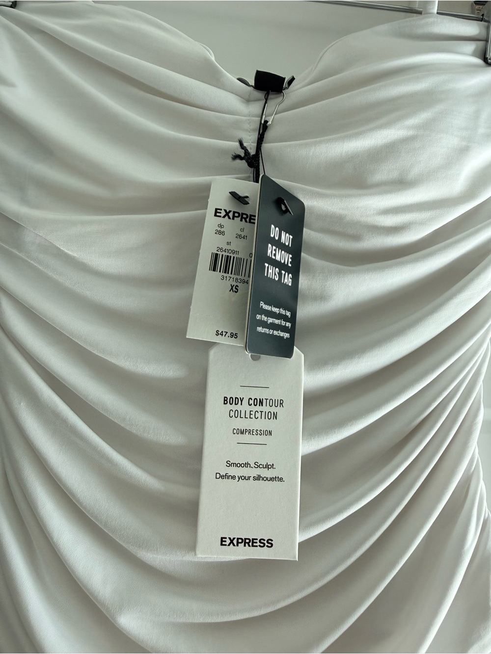 Express White Ruched Bodysuit - Picture 3 of 3